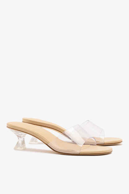 Vivi Lucite Clear Mule Sand Leather