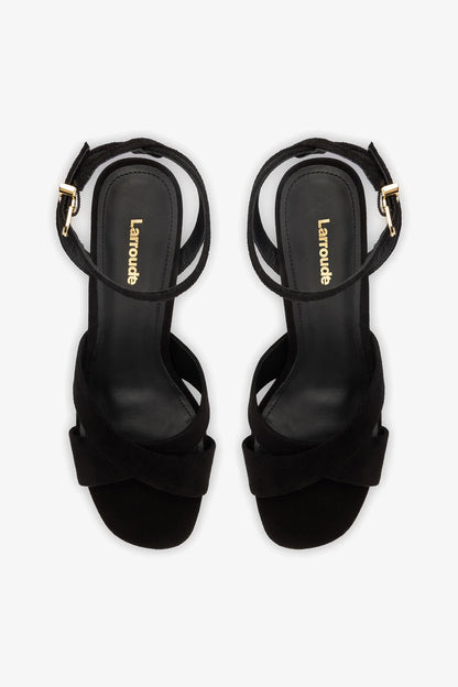 Dolly X Platform Sandal In Black Suede