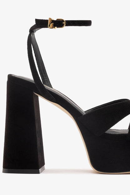 Dolly X Platform Sandal In Black Suede