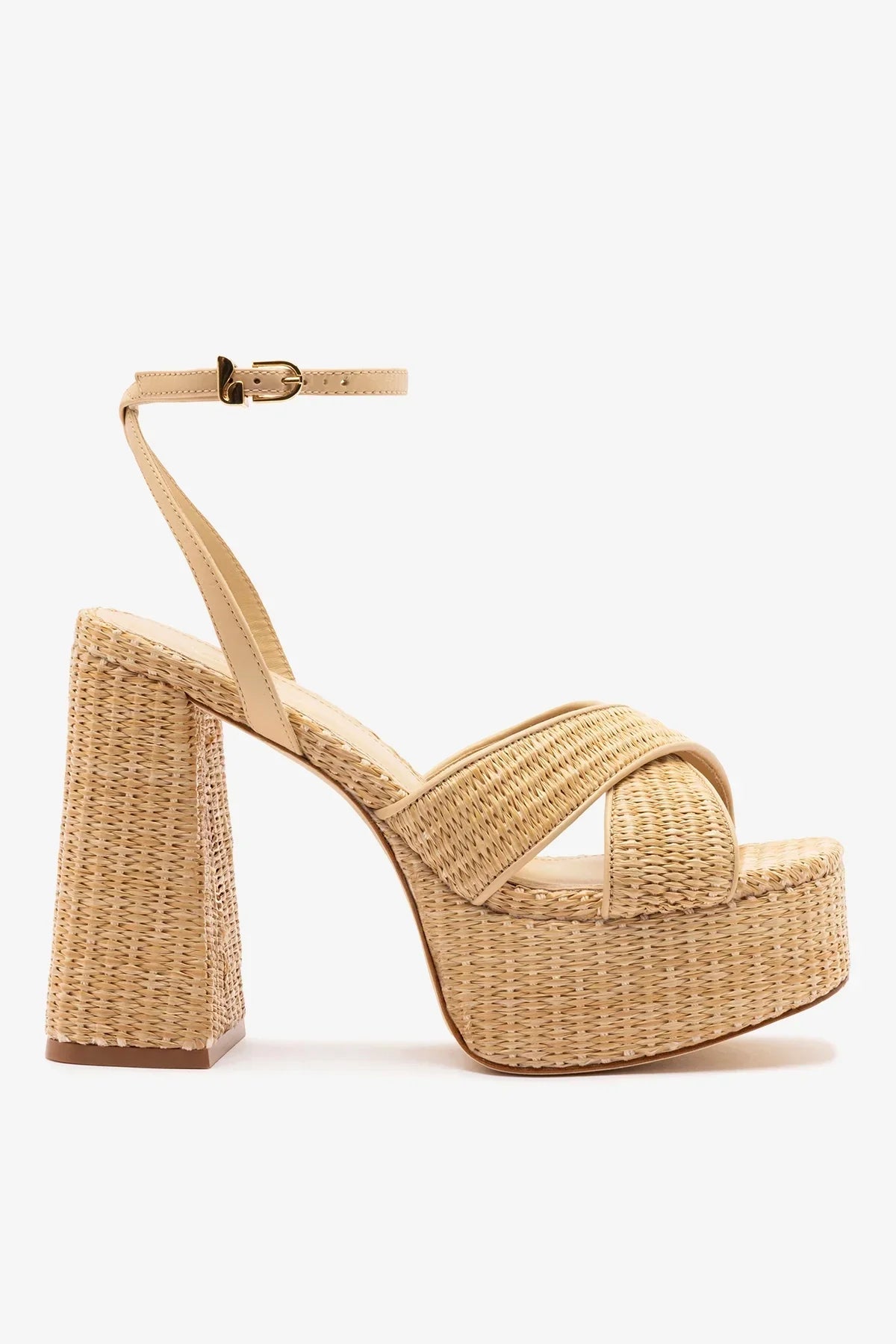 Dolly X Platform Sandal In Natural Raffia