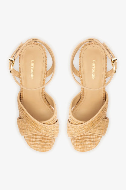 Dolly X Platform Sandal In Natural Raffia