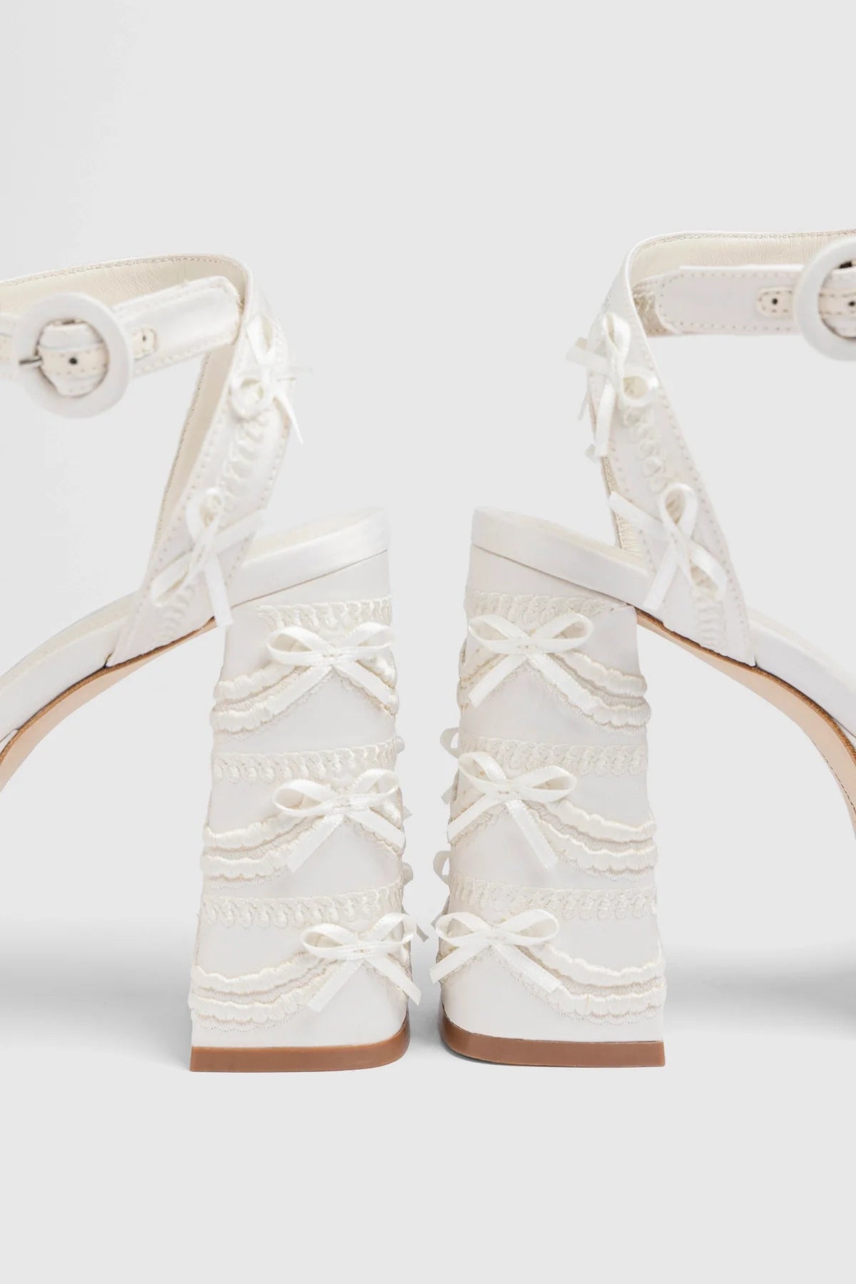 Larroudé x Tanner Fletcher: Dolly Cake&Lace Sandal White Satin