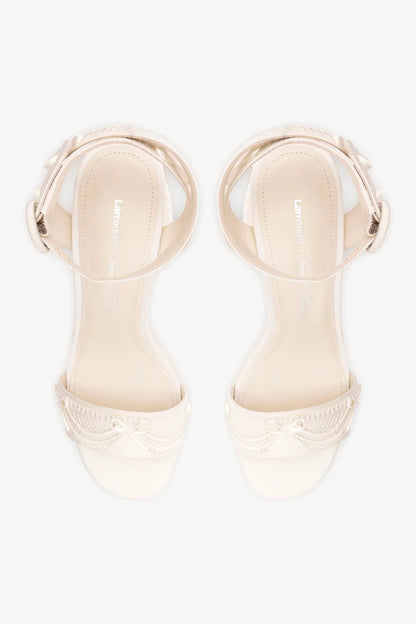 Larroudé x Tanner Fletcher: Dolly Cake&Lace Sandal White Satin