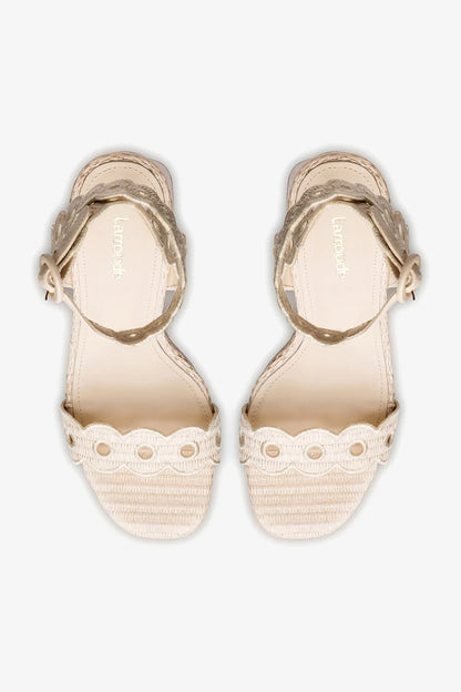 Dolly Broderie Sandal In Natural Raffia