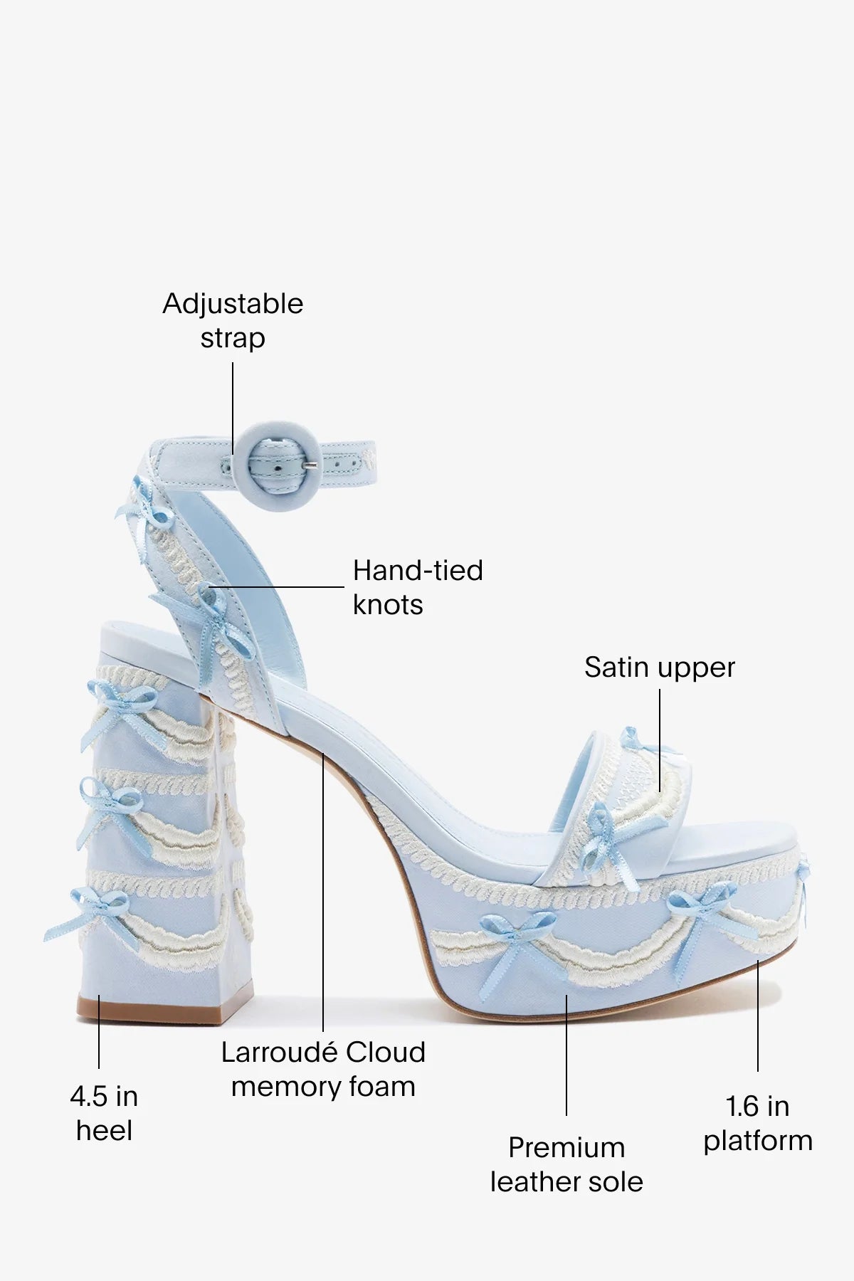 Larroudé x Tanner Fletcher: Dolly Cake&Lace Sandal Blue Satin