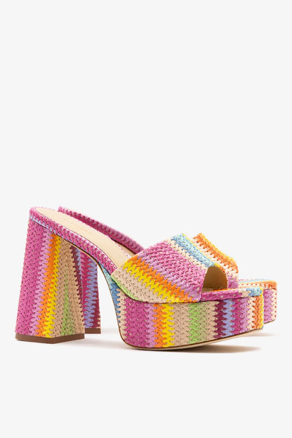 Dolly Mule Rainbow Raffia