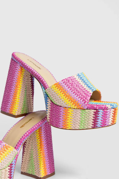 Dolly Mule Rainbow Raffia