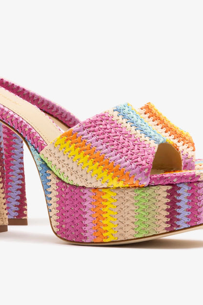 Dolly Mule Rainbow Raffia