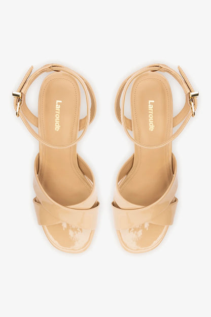 Dolly X Platform Sandal In Sand Patent Leather