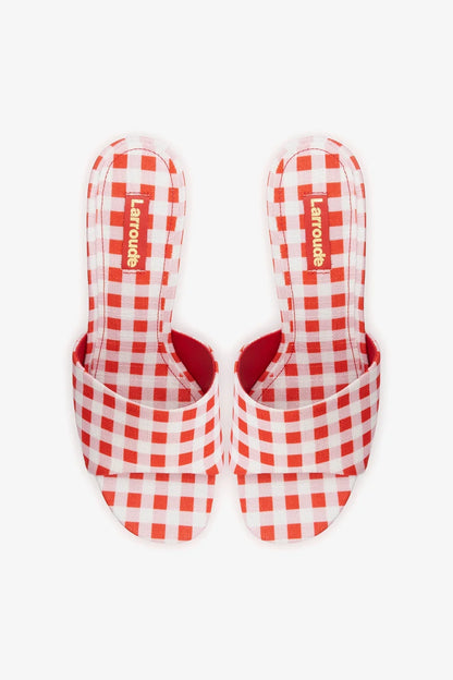 Dolly Platform Mule Scarlet Printed Fabric