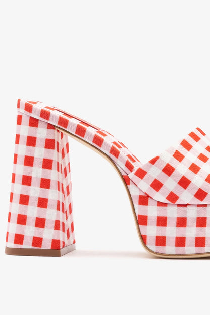 Dolly Platform Mule Scarlet Printed Fabric
