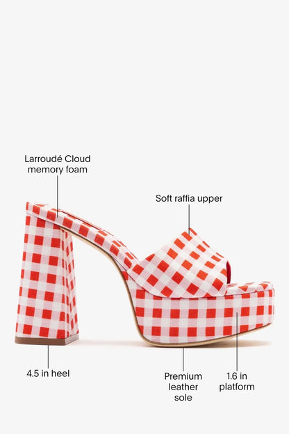 Dolly Platform Mule Scarlet Printed Fabric