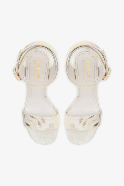 Larroudé x Markarian Dolly Sandal In Yvette Ivory Brocade