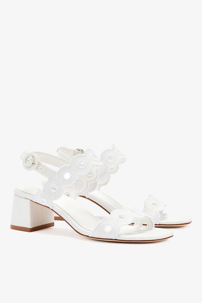 Florence Broderie Sandal In White Raffia