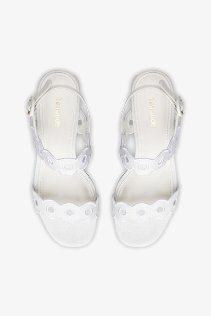 Florence Broderie Sandal In White Raffia