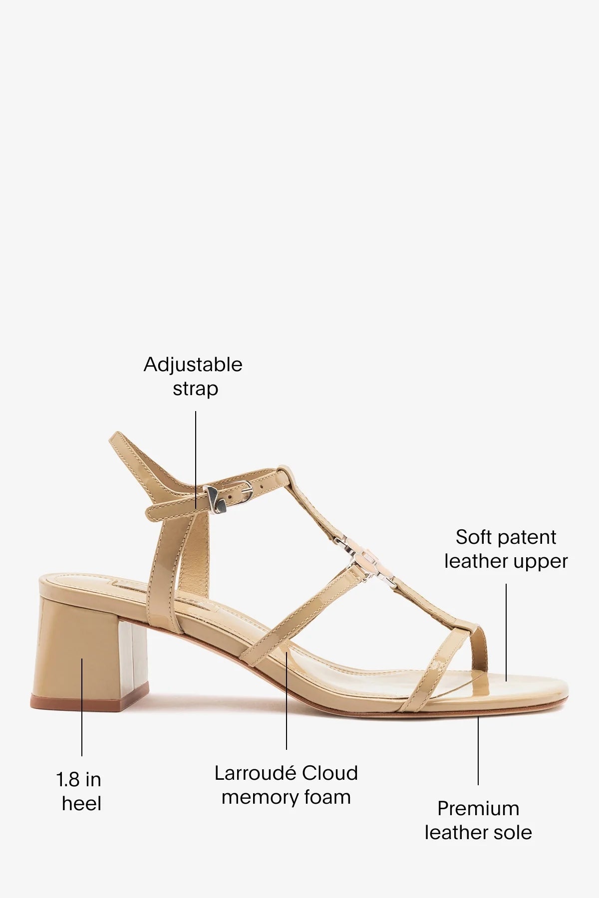 Hana Block Sandal Sand Patent Leather