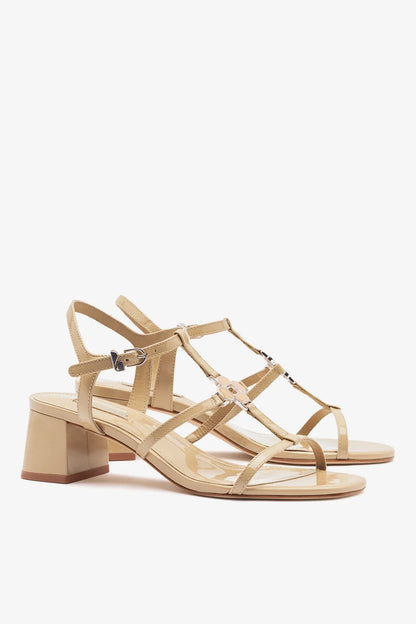 Hana Block Sandal Sand Patent Leather