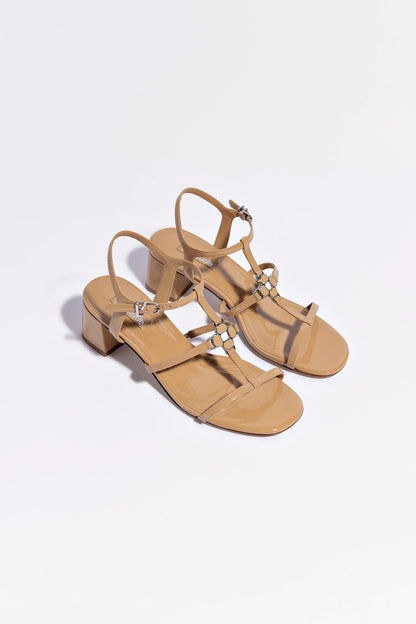 Hana Block In Tan Patent Leather