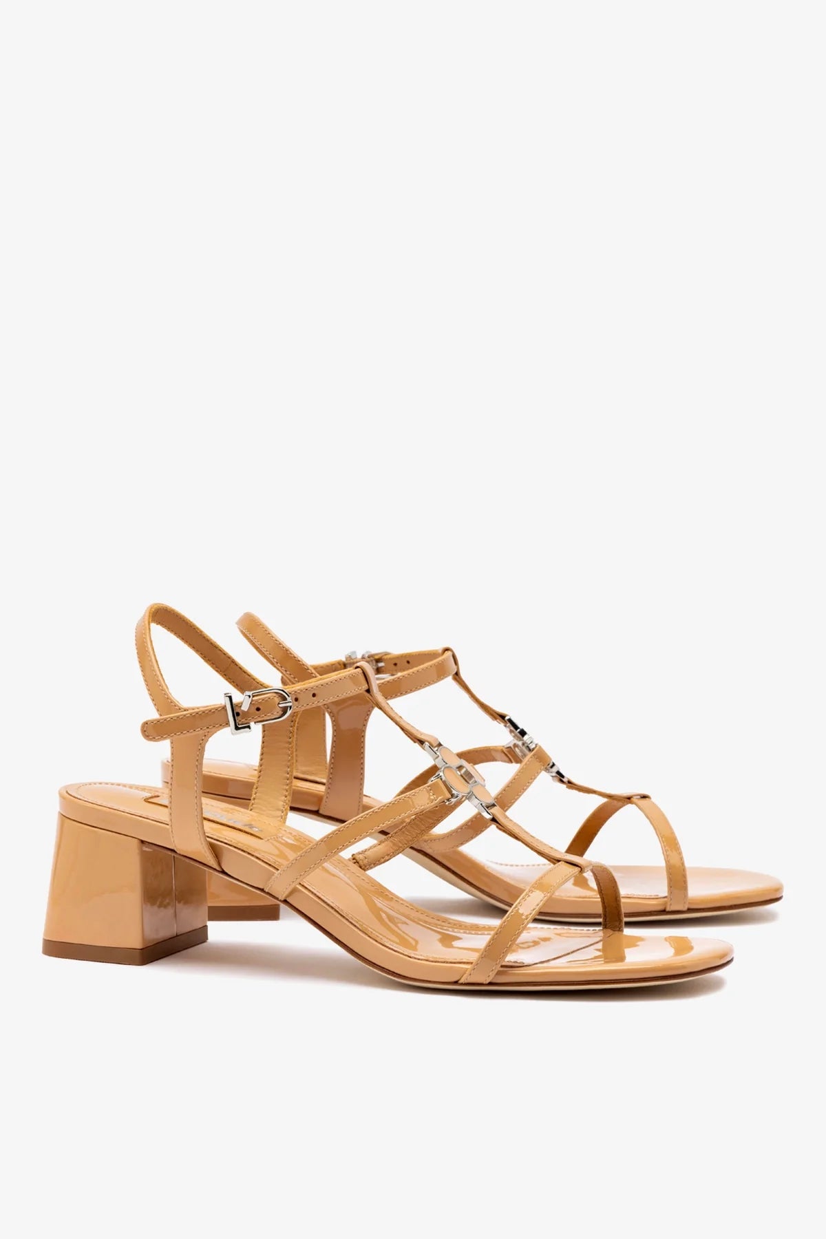 Hana Block In Tan Patent Leather