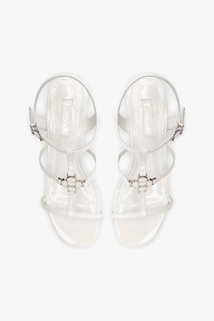 Hana Block In White Patent Leather