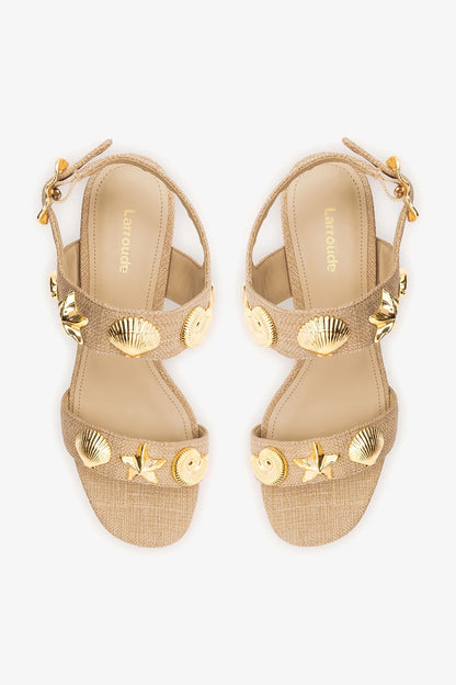 Madison Block Sandal Beige Raffia