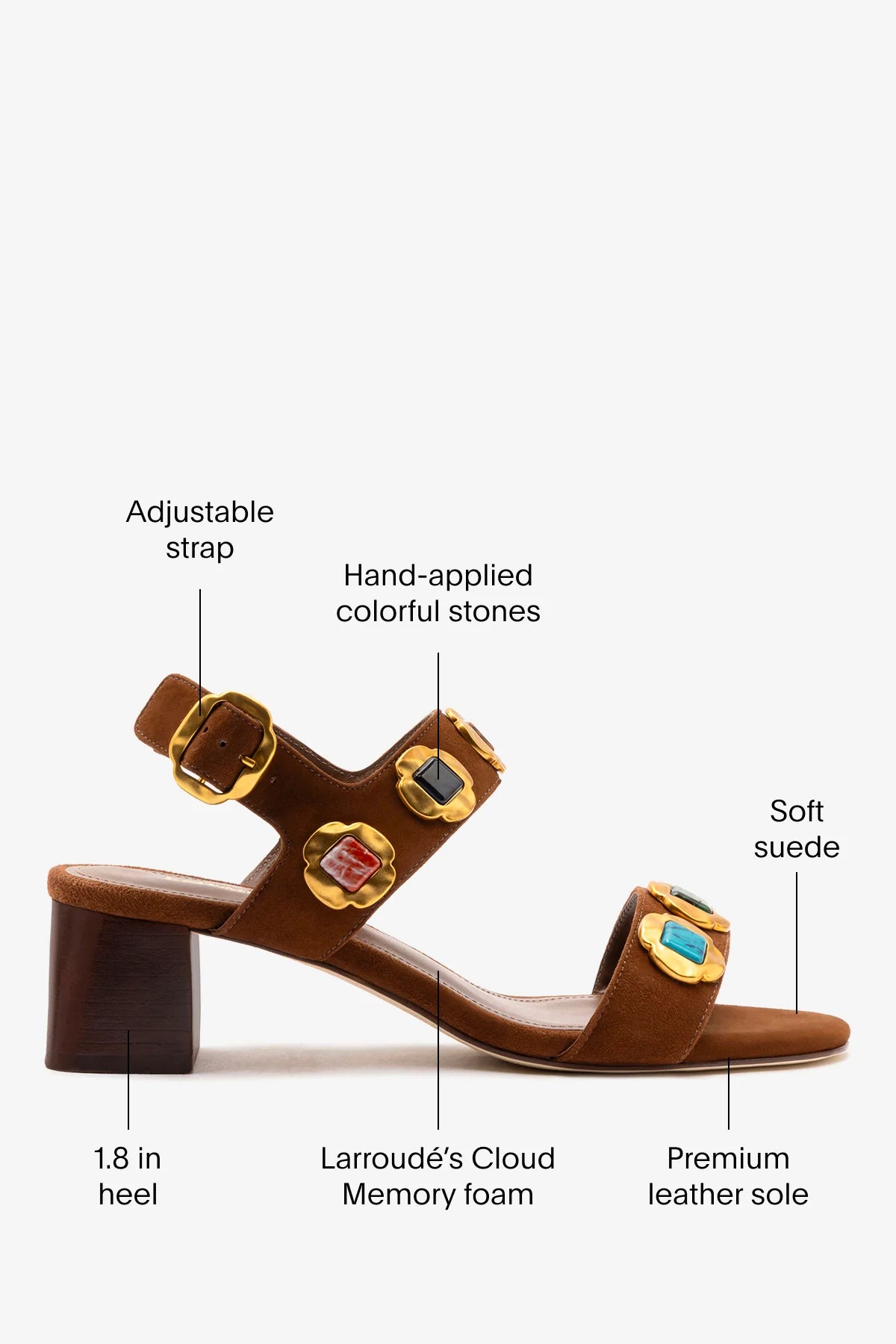 Milan Gioiello Block Sandal In Burnt Umber Leather
