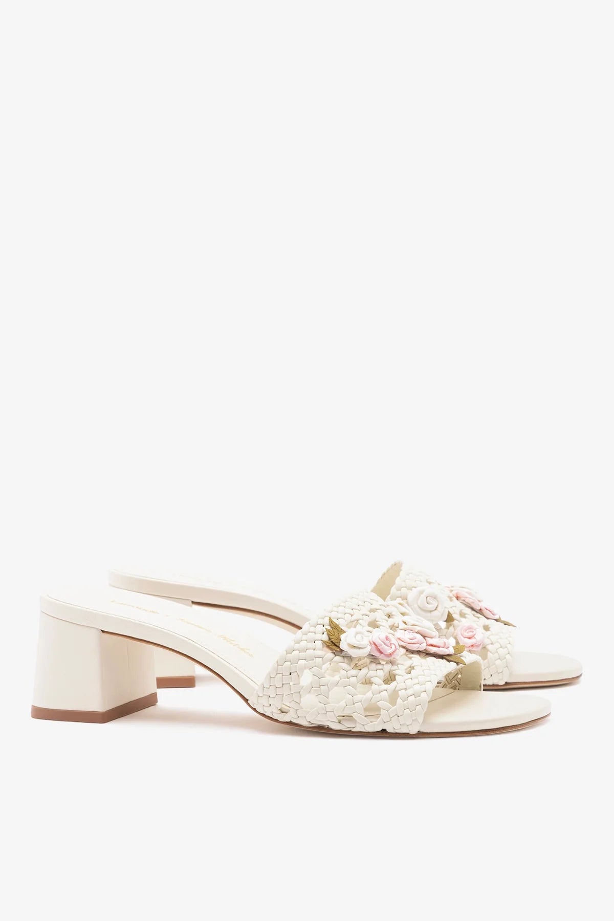 Larroudé x Tanner Fletcher: Rose Garden Trellis Sandal Ivory Leather