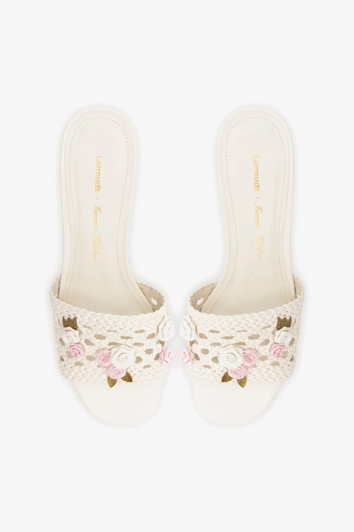 Larroudé x Tanner Fletcher: Rose Garden Trellis Sandal Ivory Leather