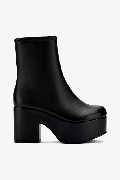 Miso Platform Boot In Black Stretch Leather