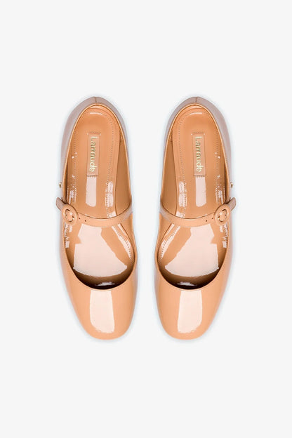 Blair Ballet Flat In Tan Patent Leather
