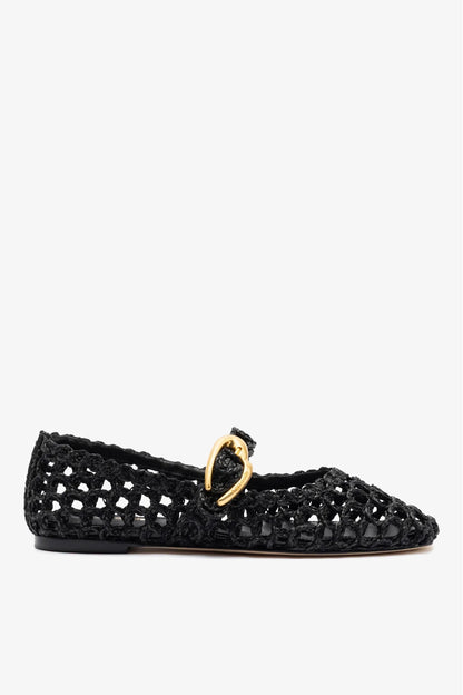 Verona Macrame In Black Embroidered Raffia