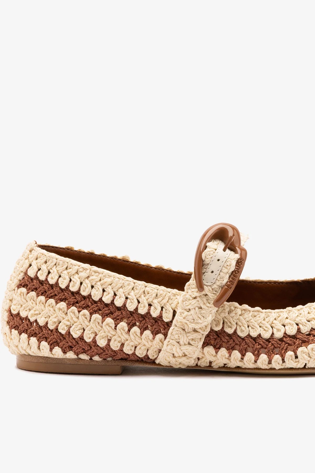 Verona Crochet Ballet Flat In Caramel and Ivory Crochet