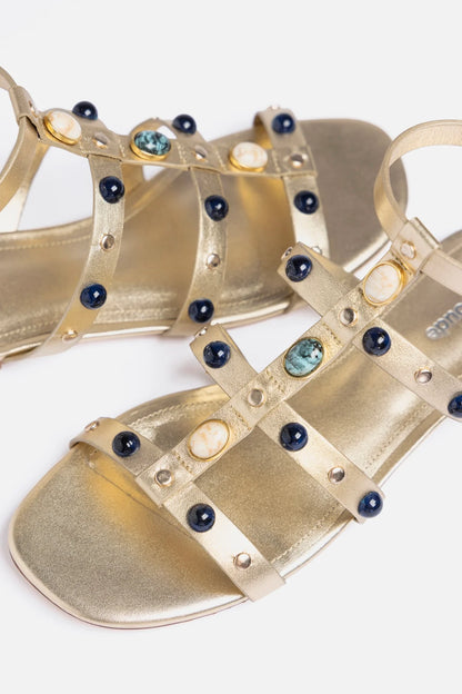 Amalfi Flat Sandal Platina Leather