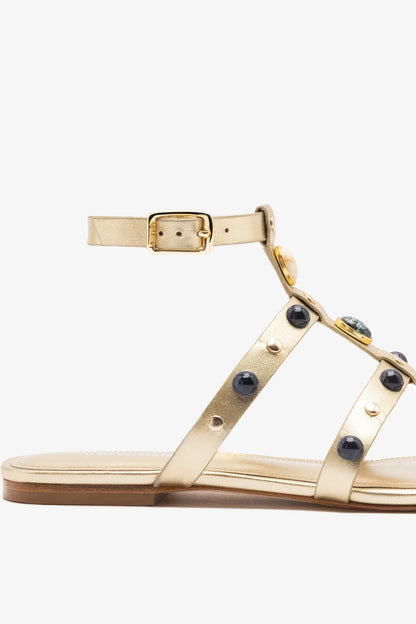 Amalfi Flat Sandal Platina Leather