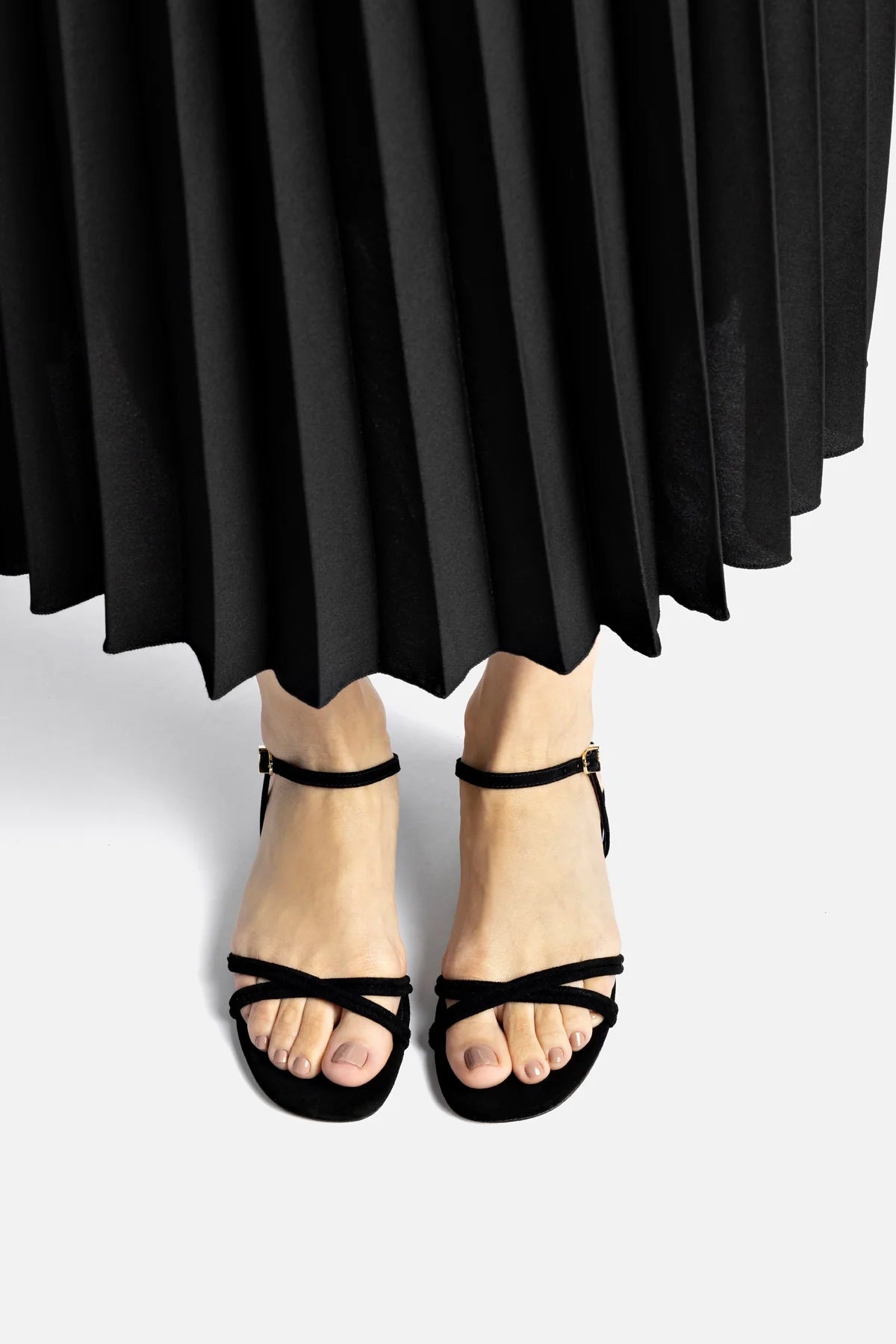 Annie Sandal Ankle Tie In Black Leather