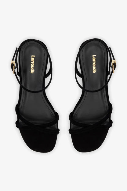 Annie Sandal Ankle Tie In Black Leather