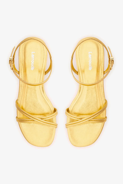 Annie Sandal Ankle Tie In Gold Metallic Leather