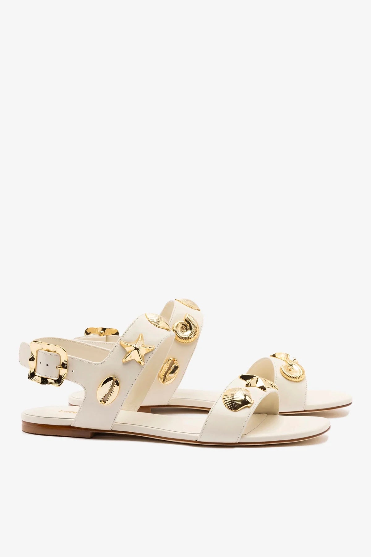 Madison Flat Sandal Ivory Leather