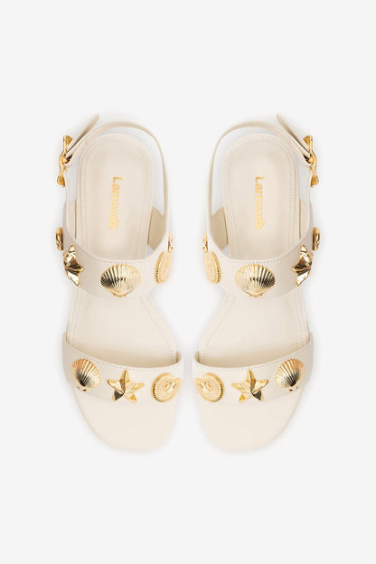 Madison Flat Sandal Ivory Leather
