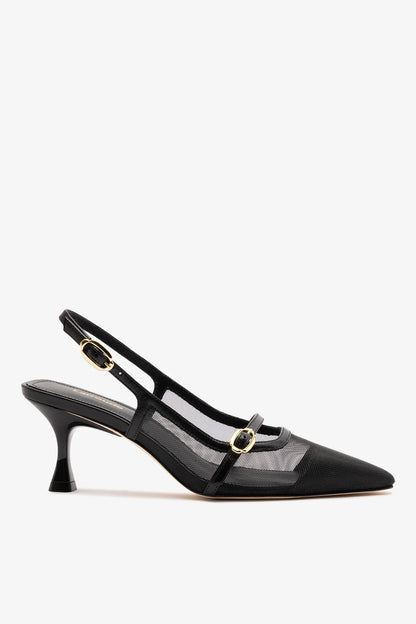 Ines Pump In Black Mesh and Leather