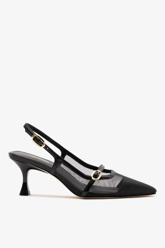 Ines Pump In Black Mesh and Leather