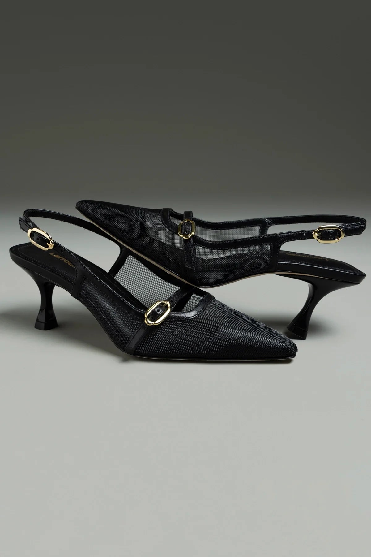 Ines Pump In Black Mesh and Leather