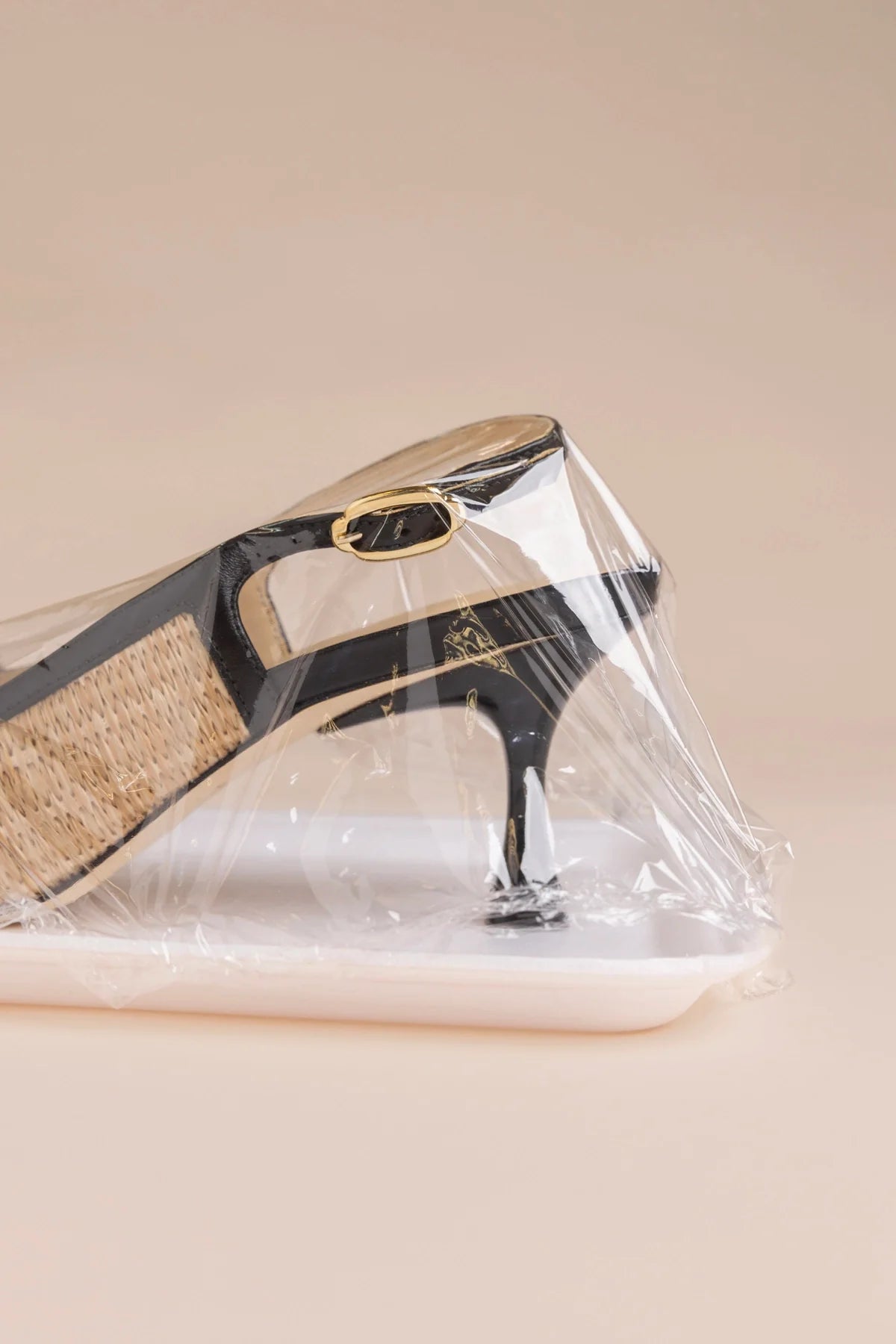 Ines Pump Natural Raffia and Black Leather