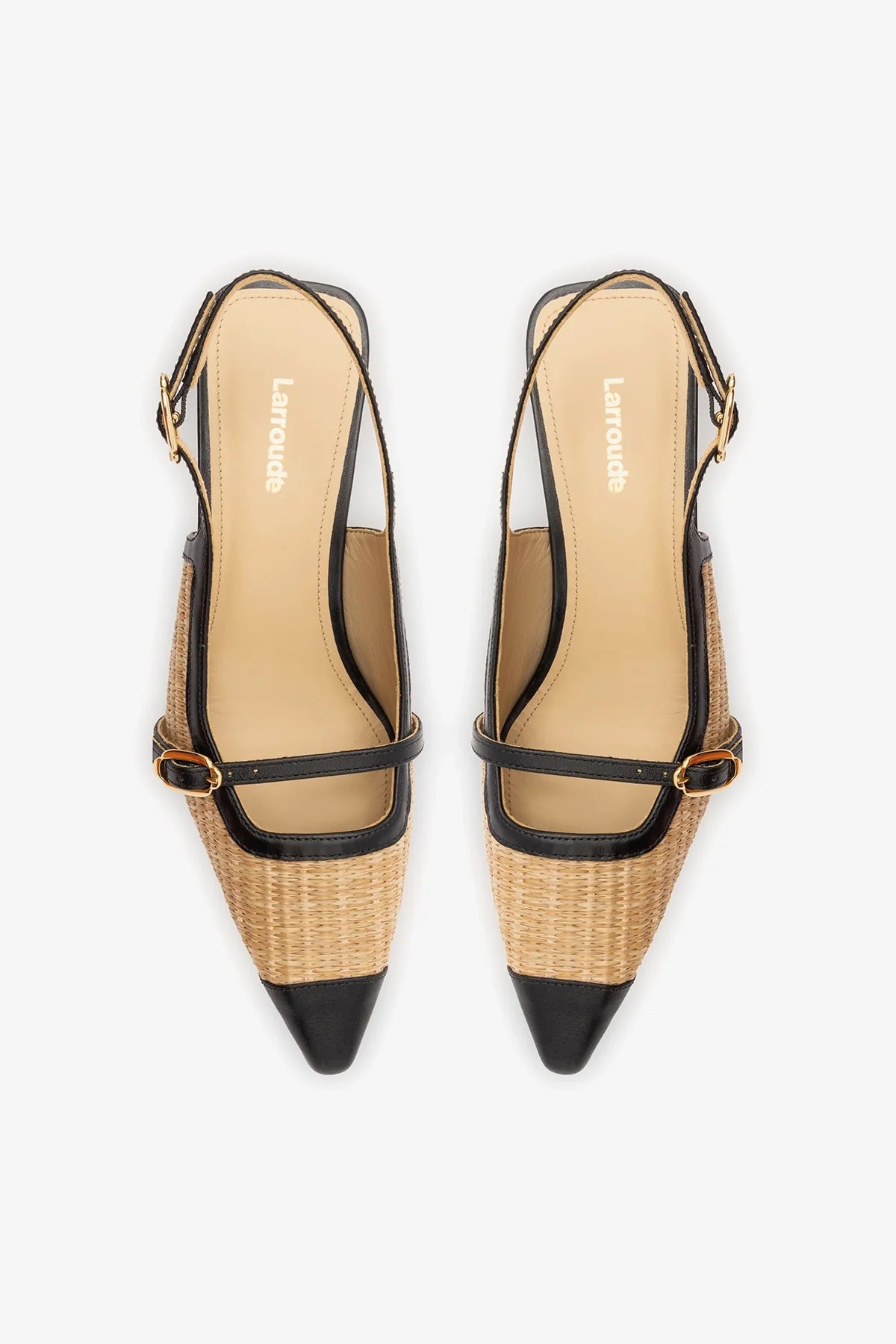 Ines Pump Natural Raffia and Black Leather