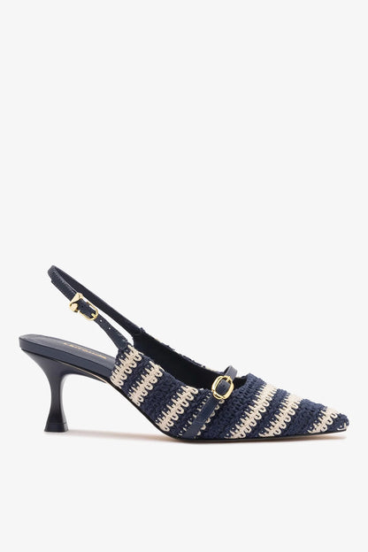 Ines Crochet Pump Striped Navy