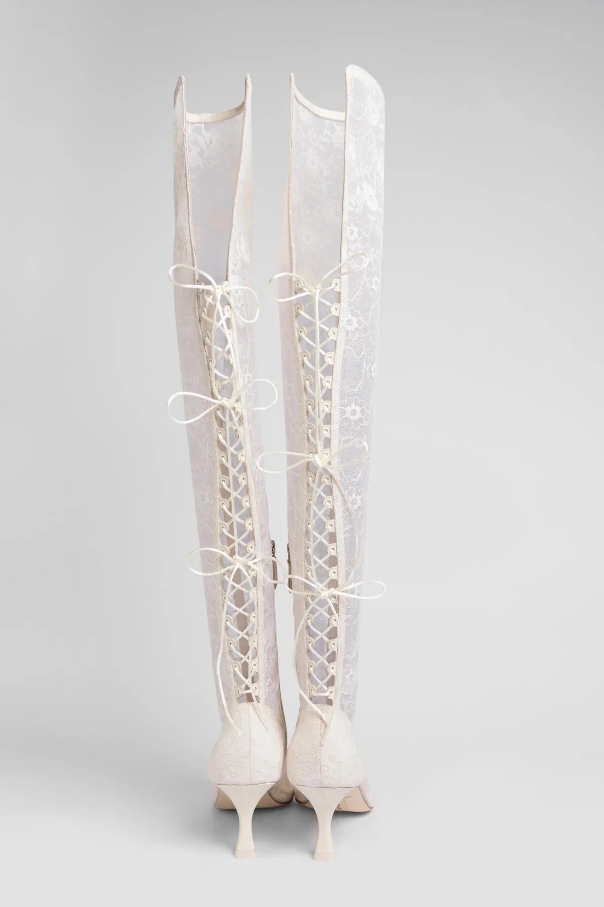 Larroudé x Markarian: Ines Lace-up Boot White Lace