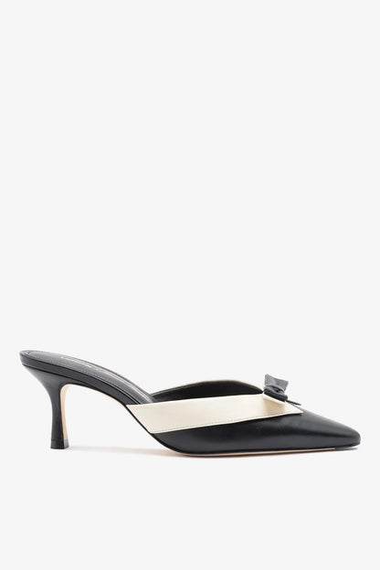 Larroudé x Tanner Fletcher: Elle Tuxedo Mule Black and Ivory Leather