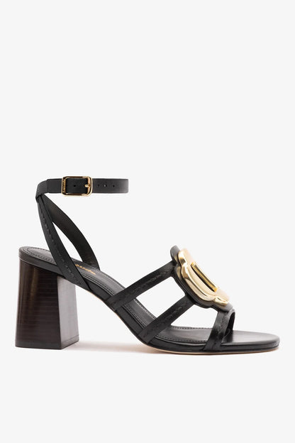 Margherita Block Sandal Black Leather