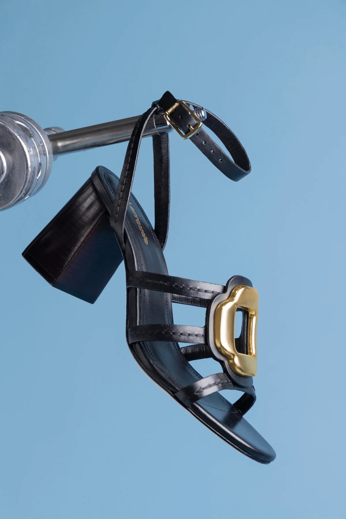 Margherita Block Sandal Black Leather