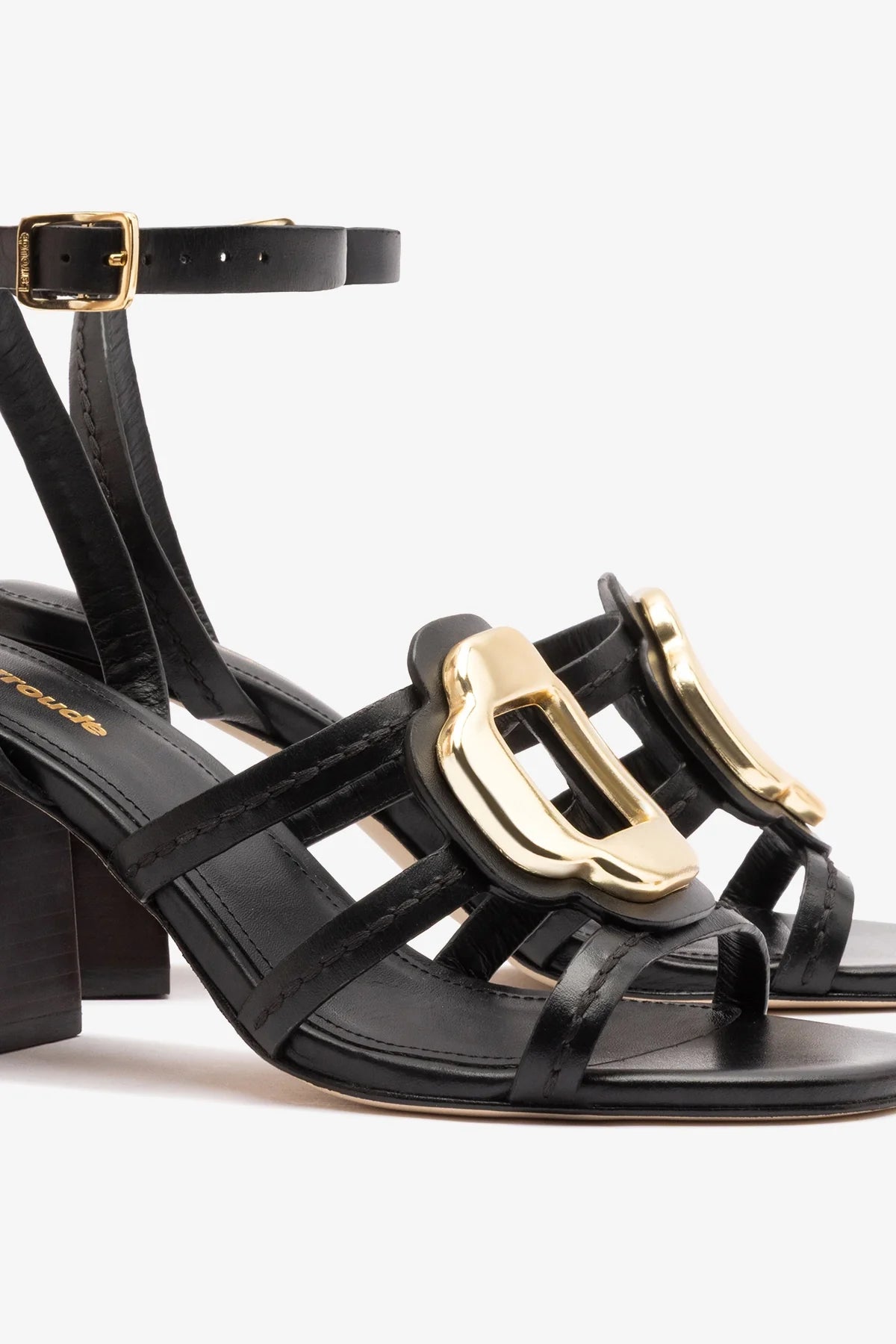 Margherita Block Sandal Black Leather